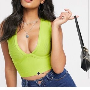 The Girlcode bandage crop top in lime